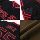 Custom Olive Orange-Black Bomber Full-Snap Varsity Letterman Two Tone Salute To Service Jacket