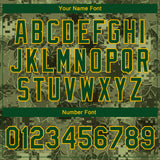 Custom Camo Green-Gold Leaves 3D Pattern Design Bomber Full-Snap Varsity Letterman Salute To Service Jacket