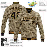 Custom Olive Black-Old Gold Military Badge 3D Pattern Design Bomber Full-Snap Varsity Letterman Salute To Service Jacket