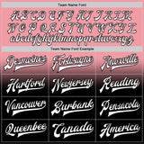 Custom Medium Pink White-Black Bomber Full-Snap Varsity Letterman Fade Fashion Jacket