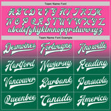Custom Pink White-Kelly Green Bomber Full-Snap Varsity Letterman Fade Fashion Jacket