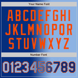 Custom Royal Light Blue-Orange Bomber Full-Snap Varsity Letterman Gradient Fashion Jacket