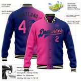 Custom Royal Pink-Black Bomber Full-Snap Varsity Letterman Gradient Fashion Jacket