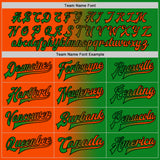 Custom Grass Green Orange-Black Bomber Full-Snap Varsity Letterman Gradient Fashion Jacket