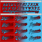 Custom Sky Blue Red-Black Bomber Full-Snap Varsity Letterman Gradient Fashion Jacket