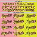 Custom Neon Yellow Medium Pink-Black Bomber Full-Snap Varsity Letterman Gradient Fashion Jacket