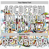 Custom White Black Graffiti Musical Instruments Music Festival 3D Pattern Design Bomber Full-Snap Varsity Letterman Jacket