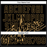 Custom Black Old Gold Guitar Music Festival 3D Pattern Design Bomber Full-Snap Varsity Letterman Jacket