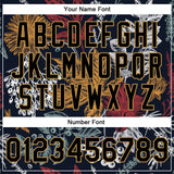 Custom Black Old Gold Flowers And Branches 3D Pattern Design Bomber Full-Snap Varsity Letterman Jacket