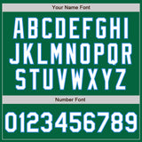 Custom Kelly Green White-Powder Blue Bomber Full-Snap Varsity Letterman Two Tone Jacket