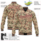 Custom City Cream Crimson-Black Animal Print 3D Pattern Design Bomber Full-Snap Varsity Letterman Jacket