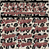 Custom City Cream Crimson-Black Leopard Print 3D Pattern Design Bomber Full-Snap Varsity Letterman Jacket