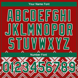 Custom Red Kelly Green-White Christmas Snowflakes 3D Bomber Full-Snap Varsity Letterman Jacket