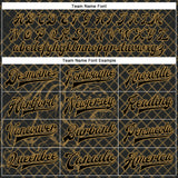 Custom Black Old Gold Check And Tiger 3D Pattern Design Bomber Full-Snap Varsity Letterman Jacket