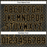 Custom Black Old Gold Check And Tiger 3D Pattern Design Bomber Full-Snap Varsity Letterman Jacket