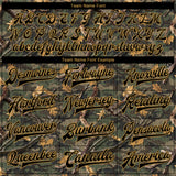 Custom Camo Black-Old Gold Classic Wood Camouflage 3D Bomber Full-Snap Varsity Letterman Salute To Service Jacket