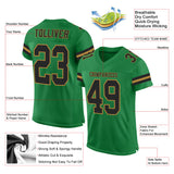 Custom Grass Green Black-Old Gold Mesh Authentic Football Jersey