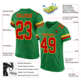Custom Grass Green Red-Gold Mesh Authentic Football Jersey