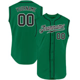 Custom Kelly Green Black-White Authentic Sleeveless Baseball Jersey