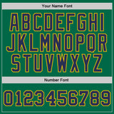 Custom Kelly Green Navy-Gold Authentic Throwback Basketball Jersey