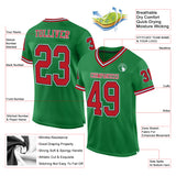 Custom Grass Green Red-Black Mesh Authentic Throwback Football Jersey