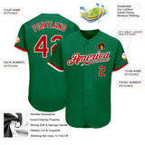 Custom Kelly Green Red-White Authentic Baseball Jersey