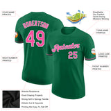 Custom Kelly Green Pink-White Performance T-Shirt