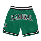 Custom Kelly Green Black-White Authentic Throwback Basketball Shorts