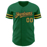 Custom Kelly Green Old Gold-Black Authentic Baseball Jersey