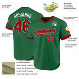 Custom Kelly Green Red-Black Authentic Throwback Baseball Jersey