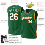 Custom Kelly Green Gold-Red Authentic Throwback Basketball Jersey