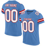 Custom Light Blue White-Red Mesh Authentic Football Jersey