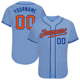 Custom Light Blue Orange Pinstripe Orange-Royal Authentic Baseball Jersey