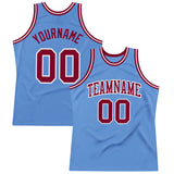 Custom Light Blue Maroon-White Authentic Throwback Basketball Jersey