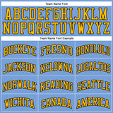 Custom Light Blue Gold-Black Authentic Throwback Basketball Jersey