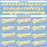Custom Light Blue White Pinstripe Yellow Authentic Baseball Jersey