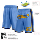 Custom Light Blue Gold-Navy Authentic Basketball Shorts