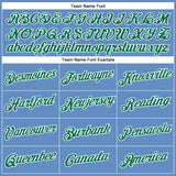 Custom Light Blue Kelly Green-White Performance T-Shirt