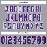 Custom Light Gray Purple-Black Mesh Authentic Football Jersey