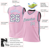 Custom Light Pink Black-Light Blue Authentic Throwback Basketball Jersey
