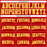 Custom Red Gold-White Long Sleeve Performance T-Shirt