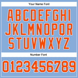 Custom Light Blue Orange-White Long Sleeve Performance T-Shirt