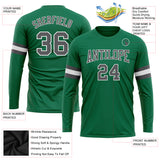 Custom Kelly Green Steel Gray-White Long Sleeve Performance Salute To Service T-Shirt