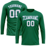Custom Kelly Green White-Light Blue Long Sleeve Performance Salute To Service T-Shirt