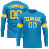 Custom Panther Blue Gold-White Long Sleeve Performance T-Shirt