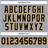 Custom Gray Black-Gold Long Sleeve Performance T-Shirt