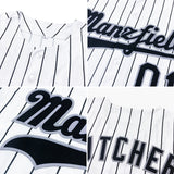 Custom White Black Pinstripe Black-Gray Authentic Baseball Jersey