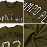 Custom Olive Camo-Black Authentic Salute To Service Baseball Jersey