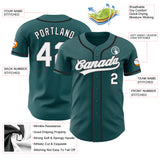 Custom Midnight Green White Gray-Black Authentic Baseball Jersey
