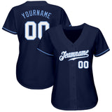 Custom Navy White-Light Blue Authentic Baseball Jersey